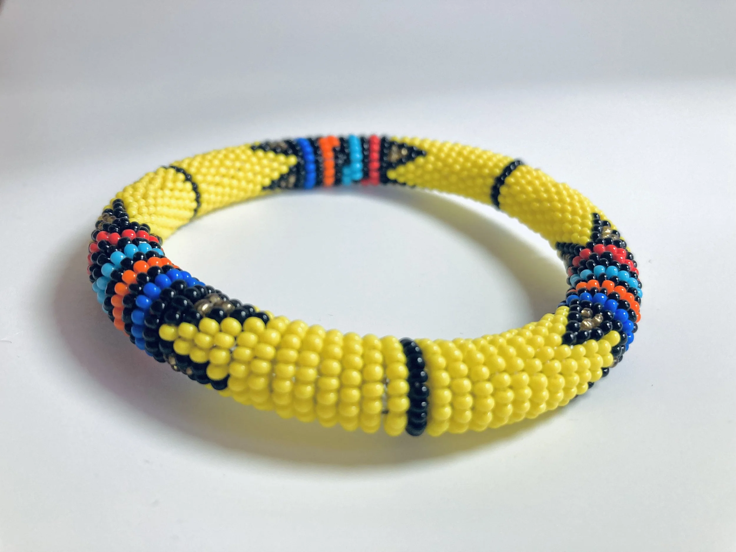 Yellow maasai beaded bangle 1.5 - Style Me African