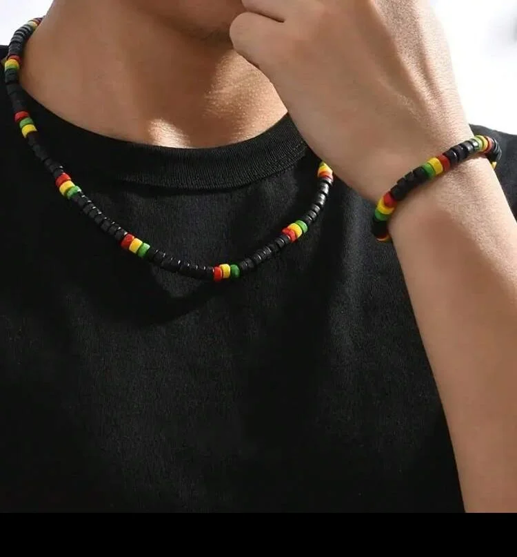 Men’s black necklace and bracelet set 1.1 - style me african