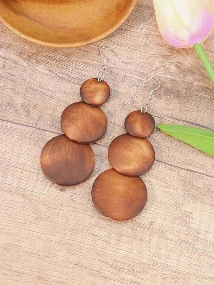 3 layer wooden brown earrings 1.4 - Style Me African