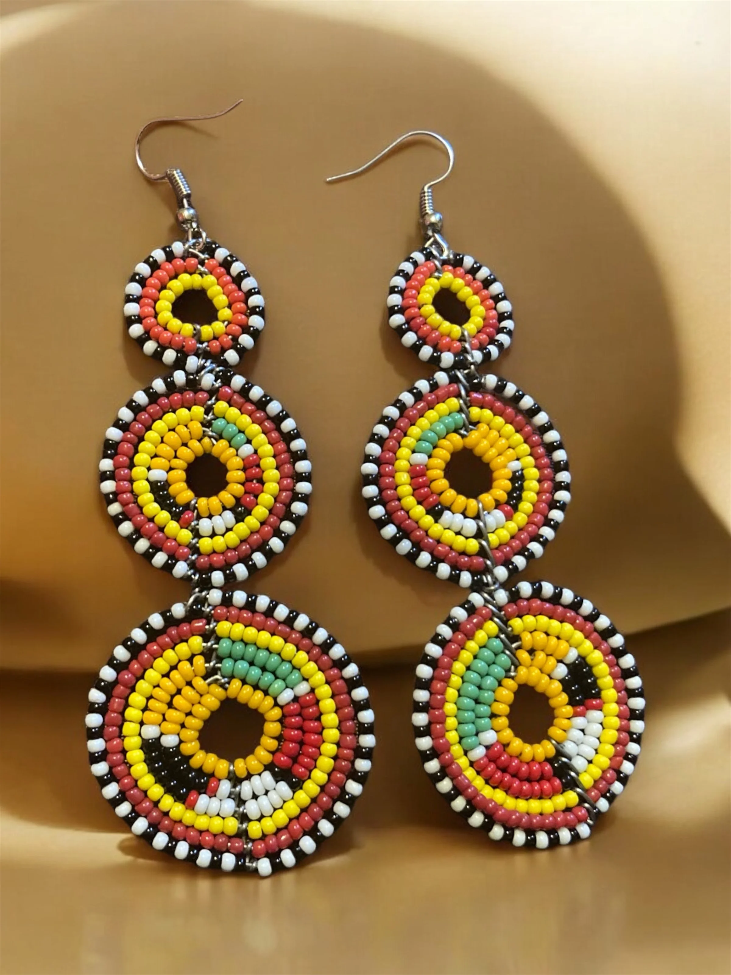 3 disc multicoloured beaded earrings 1.2 - Style Me A African