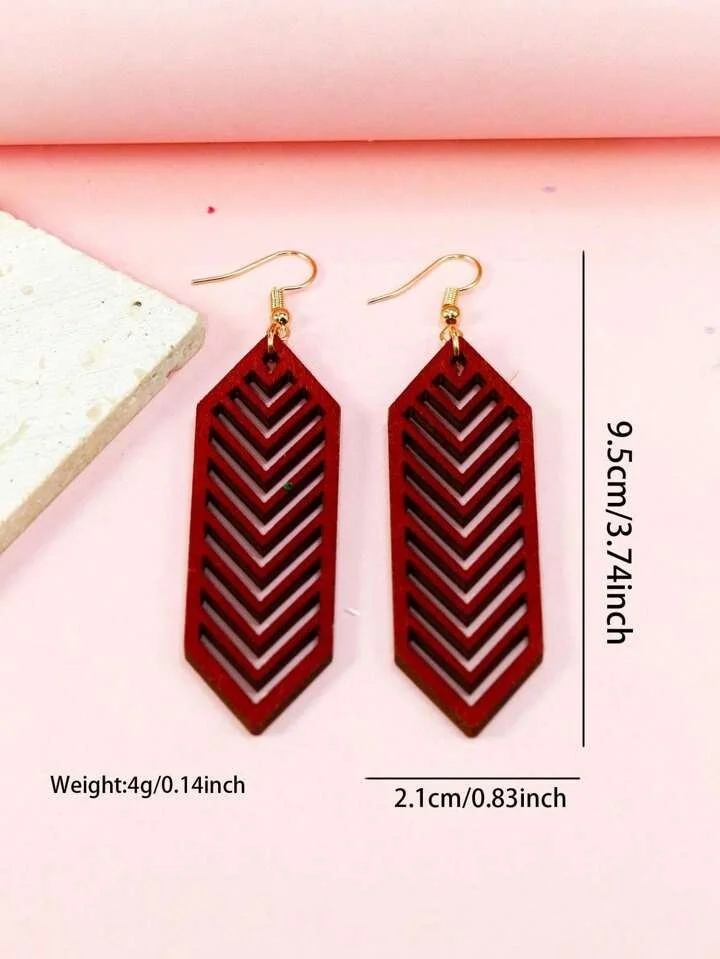 Red wooden stencil earrings 1.4 - Style Me African