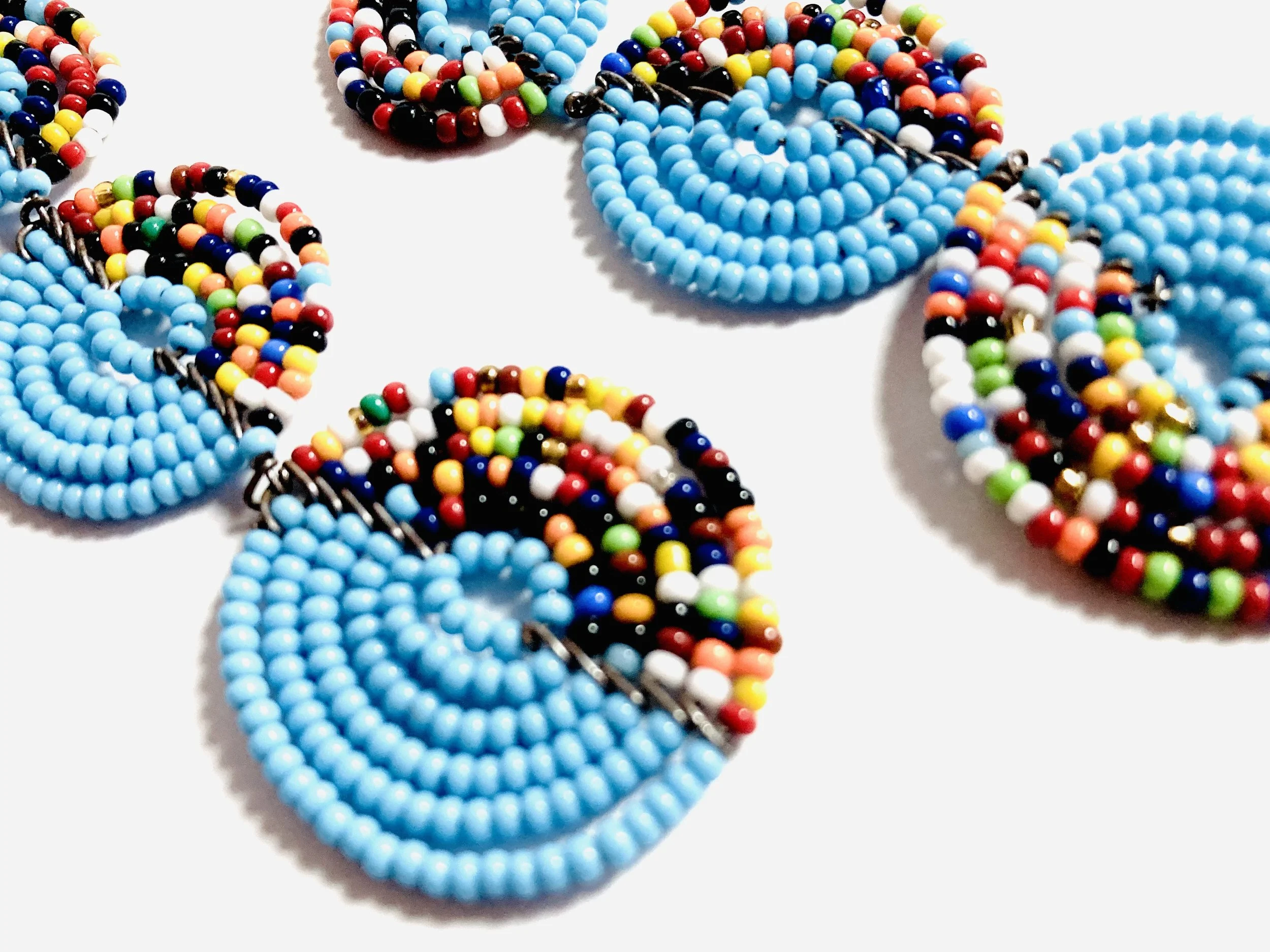 3 disc beaded blue earrings 1.2 - Style Me African