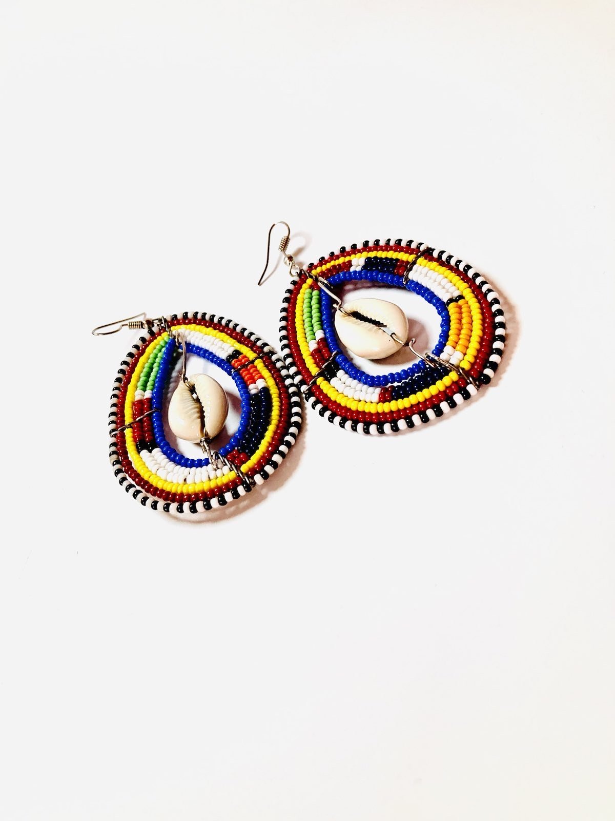 Beaded pear drop cowrie earrings 1.4 - Style Me African