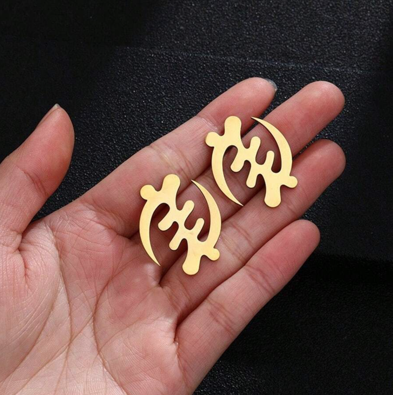Women’s Gold Gye Nyame Adinkra earrings 1.1 - Style Me African.png