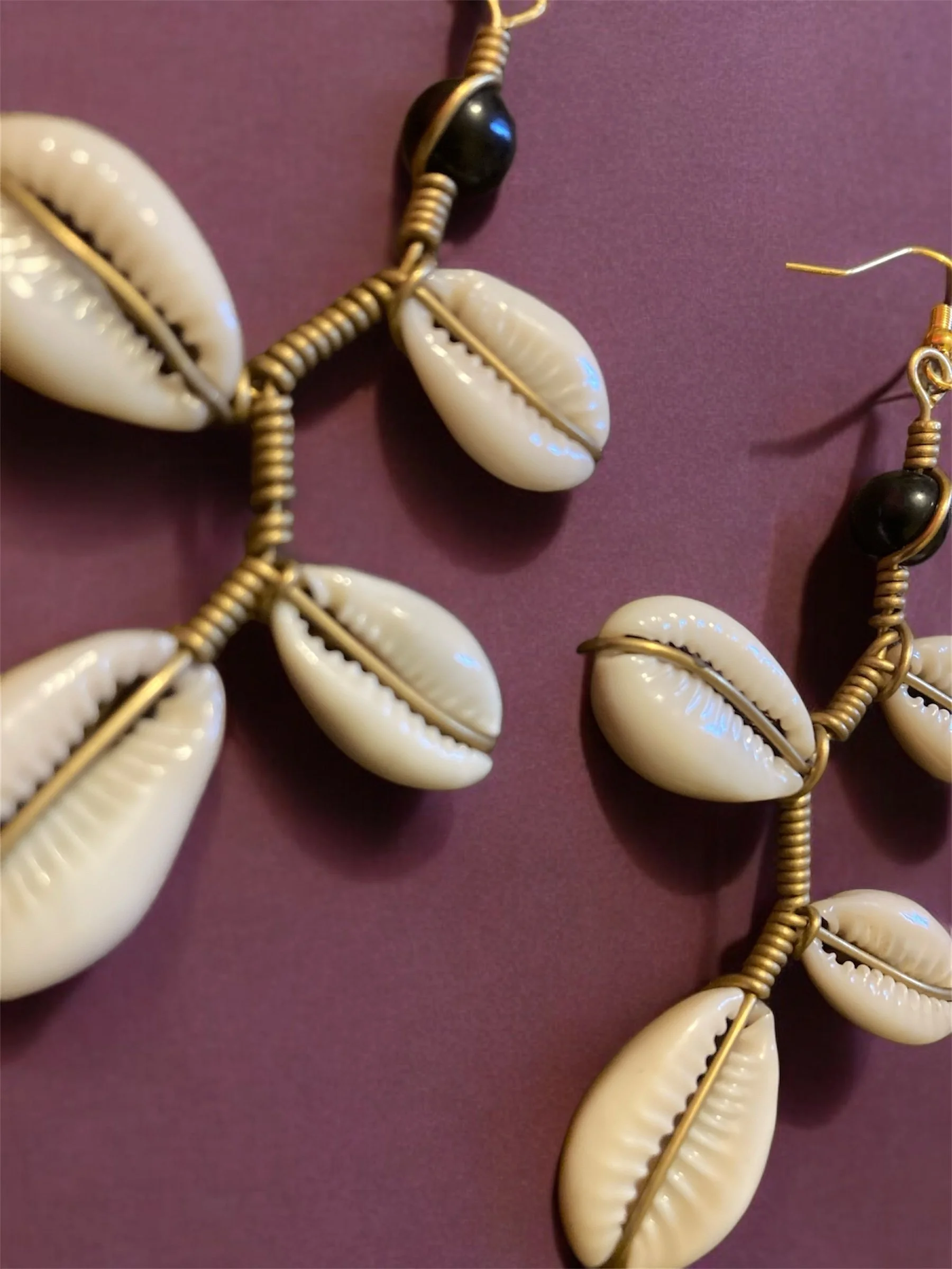 stem cowrie shell earrings 1.2 - Style Me African