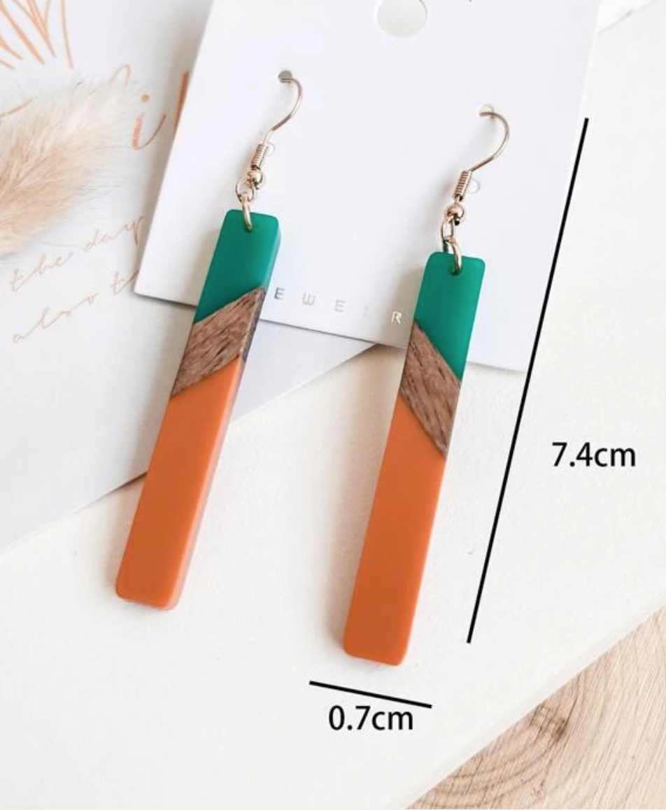 Orange wooden resin earrings 1.2 - Style Me African
