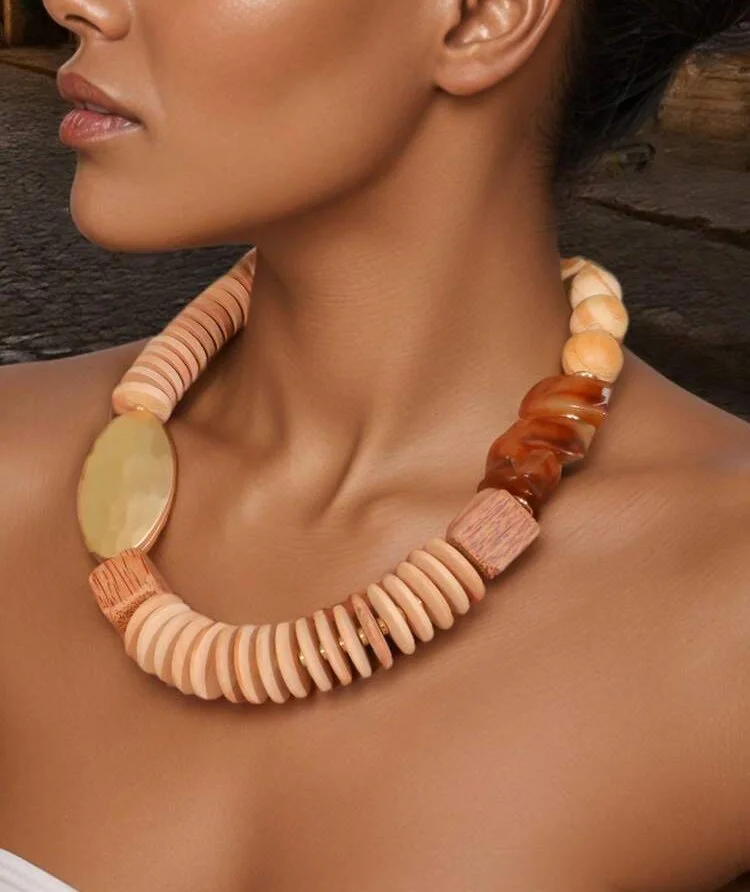 Mixed media wooden necklace 1.1 - Style Me African