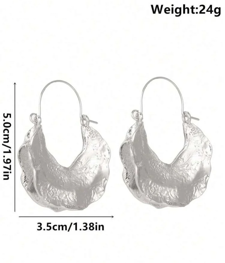 Irregular shaped silver Fulani earrings 1.3 - Style Me African.peg