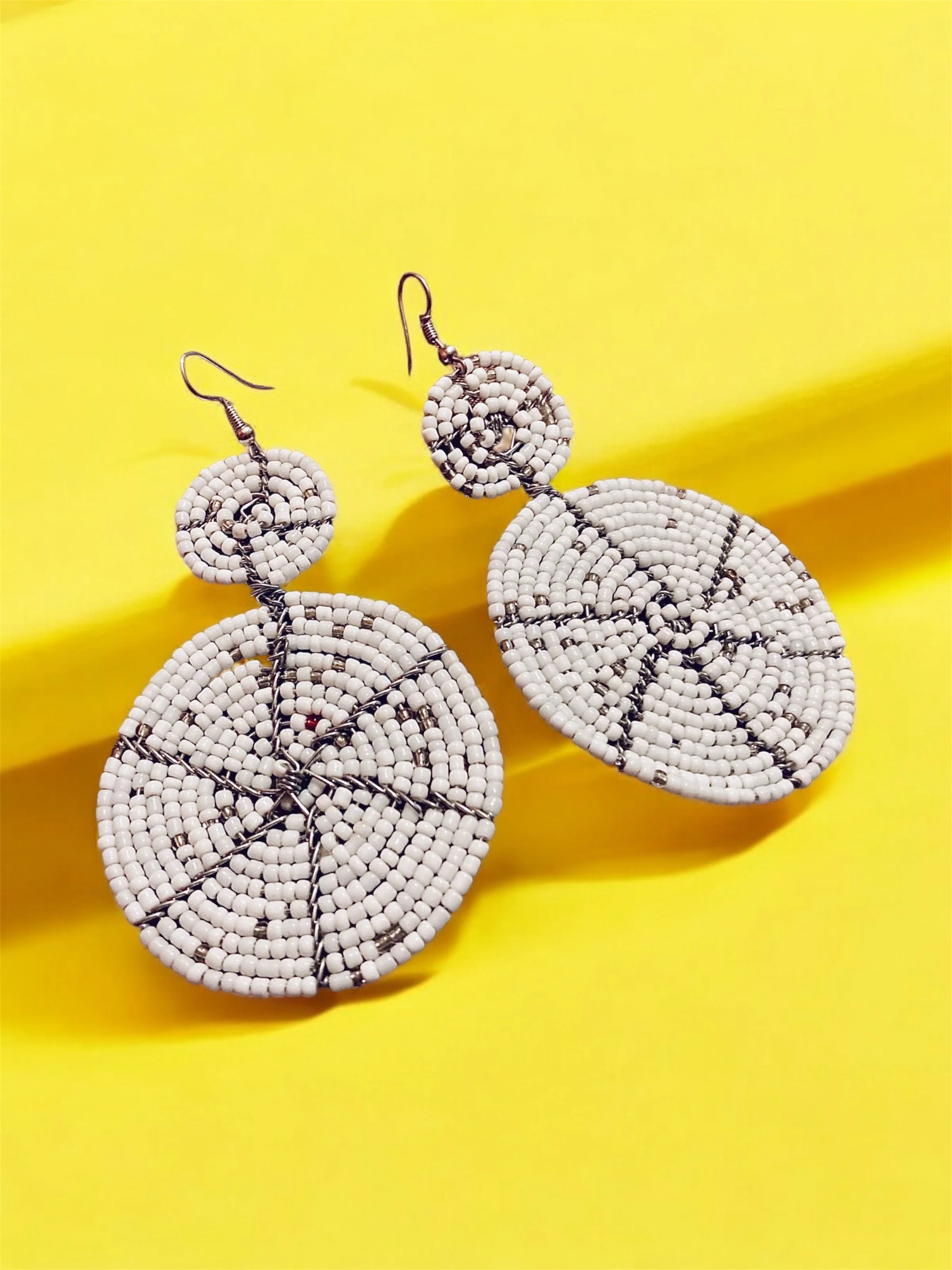 White beaded disc earrings 1.2 - Style Me African