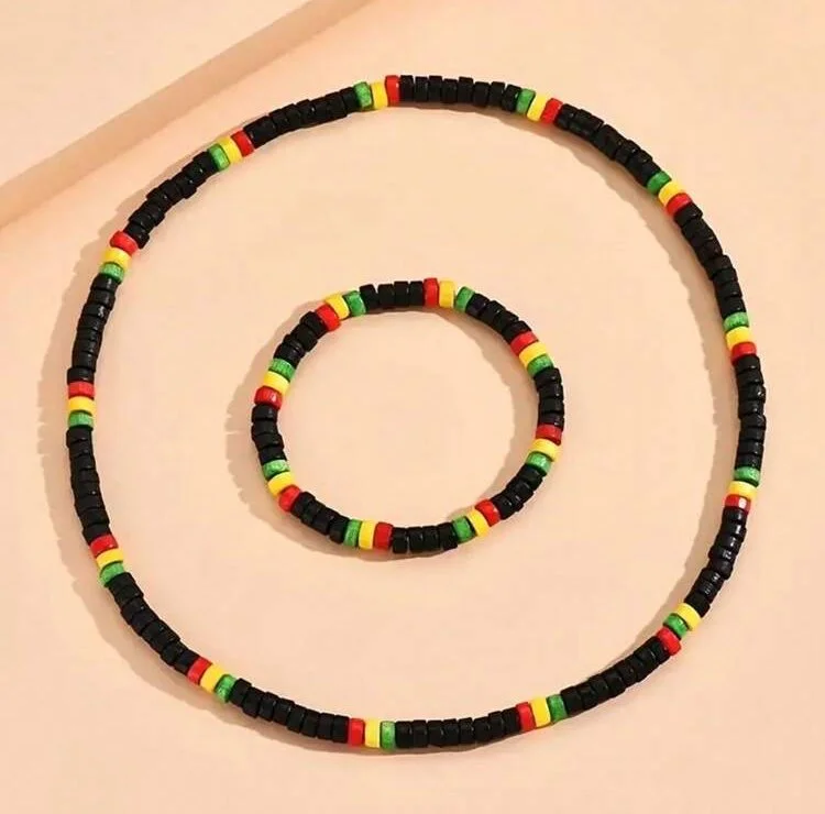 Men’s black necklace and bracelet set 1.4 - style me african