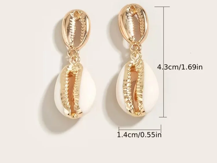 18k gold plated cowrie earrings 1.3 - Style Me African