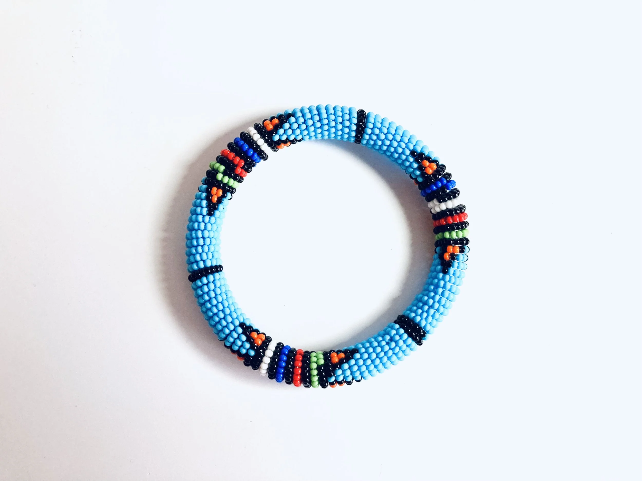 Blue maasai beaded bangle 1.3 - Style Me African