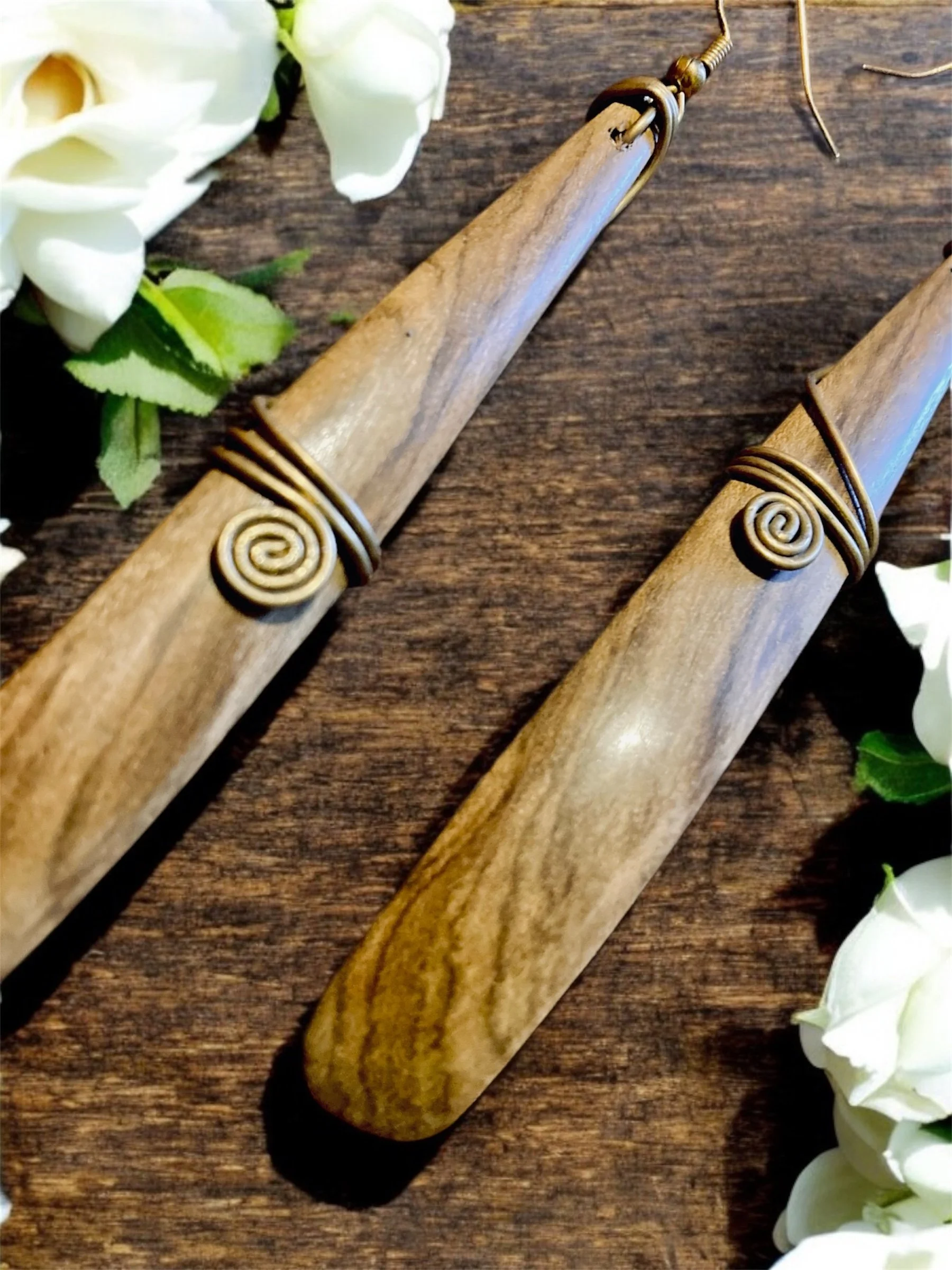 Wood and brass African ethnic earrings 1.2 - Style Me African