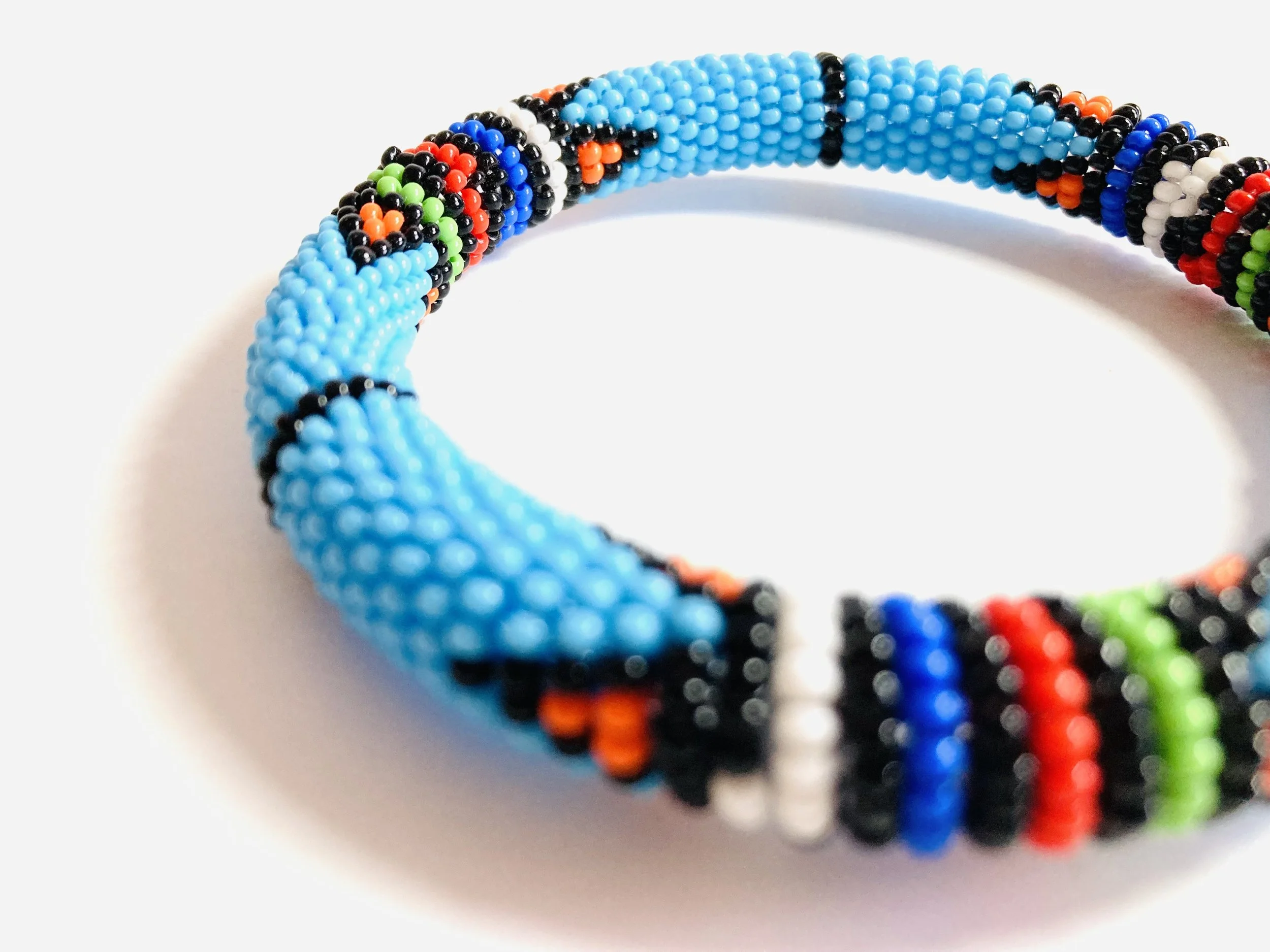 Blue maasai beaded bangle 1.4 - Style Me African