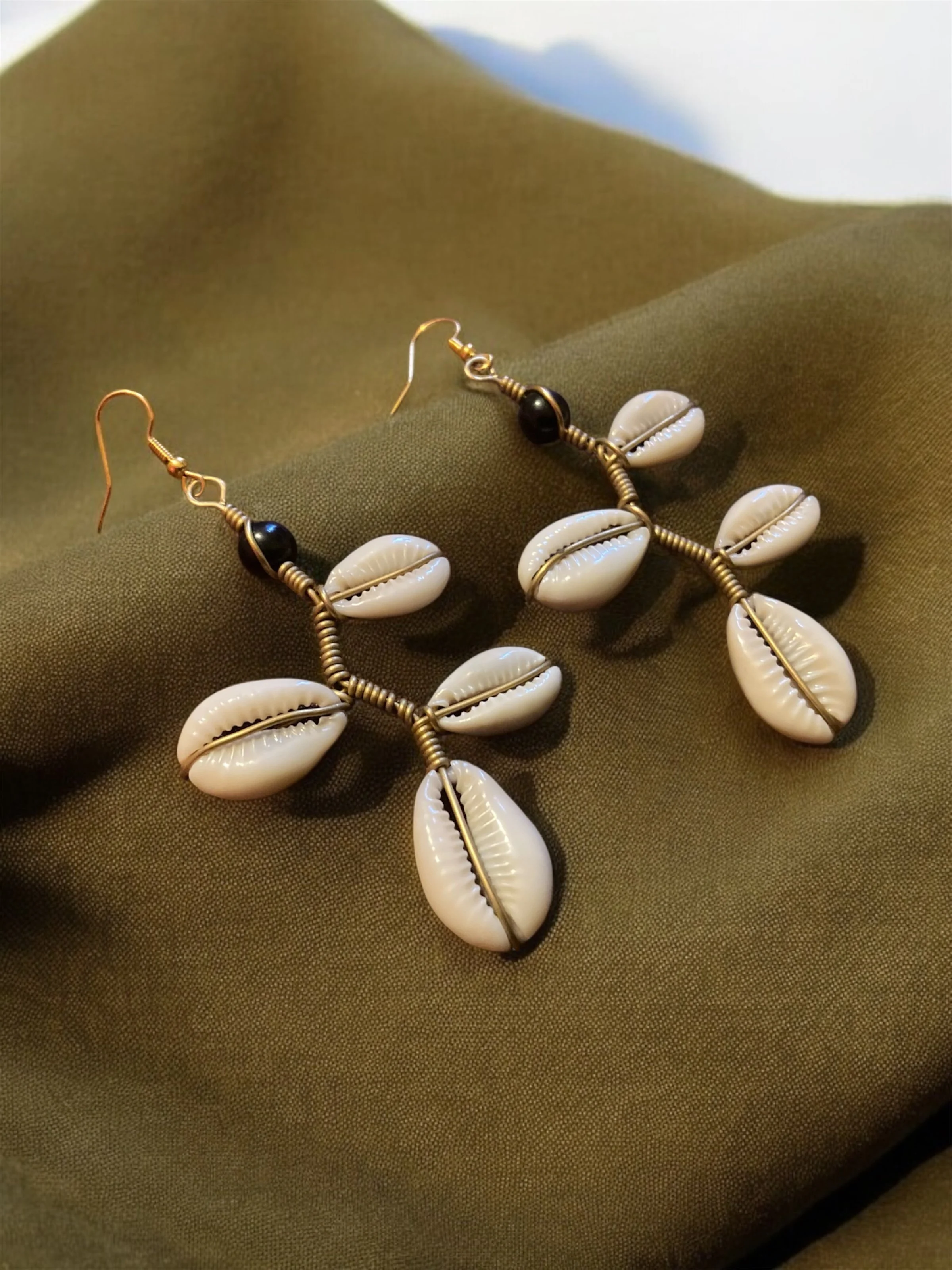 stem cowrie shell earrings 1.1 - Style Me African
