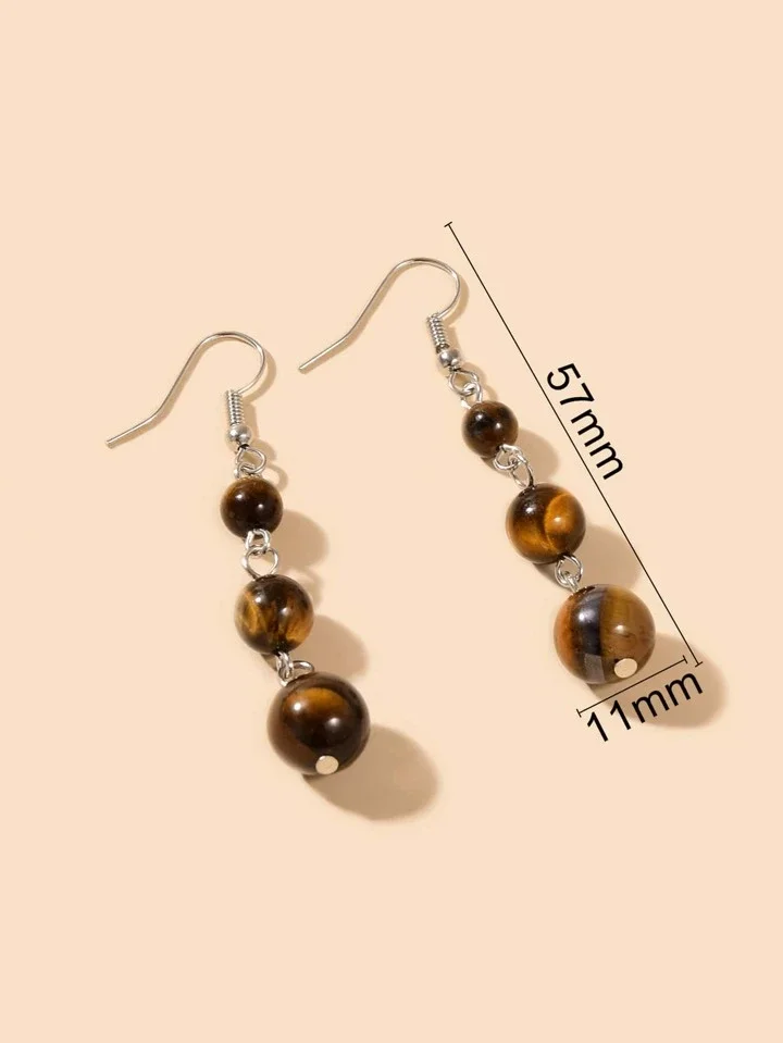 Wood effect brown bead earrings 1.3 Style Me African