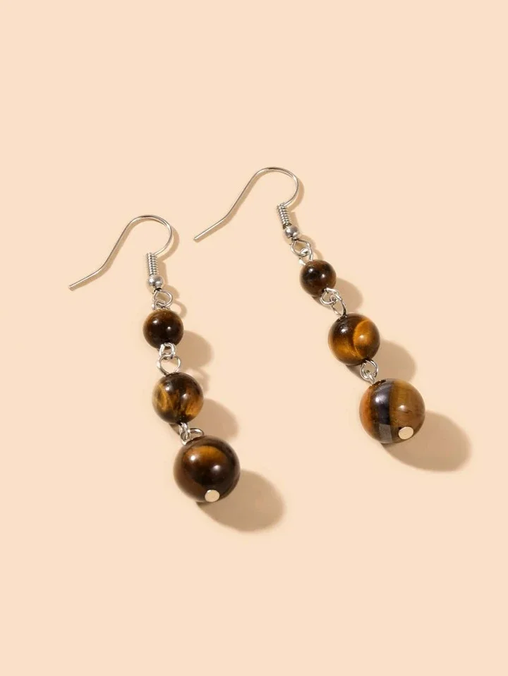 Wood effect brown bead earrings 1.1 Style Me African