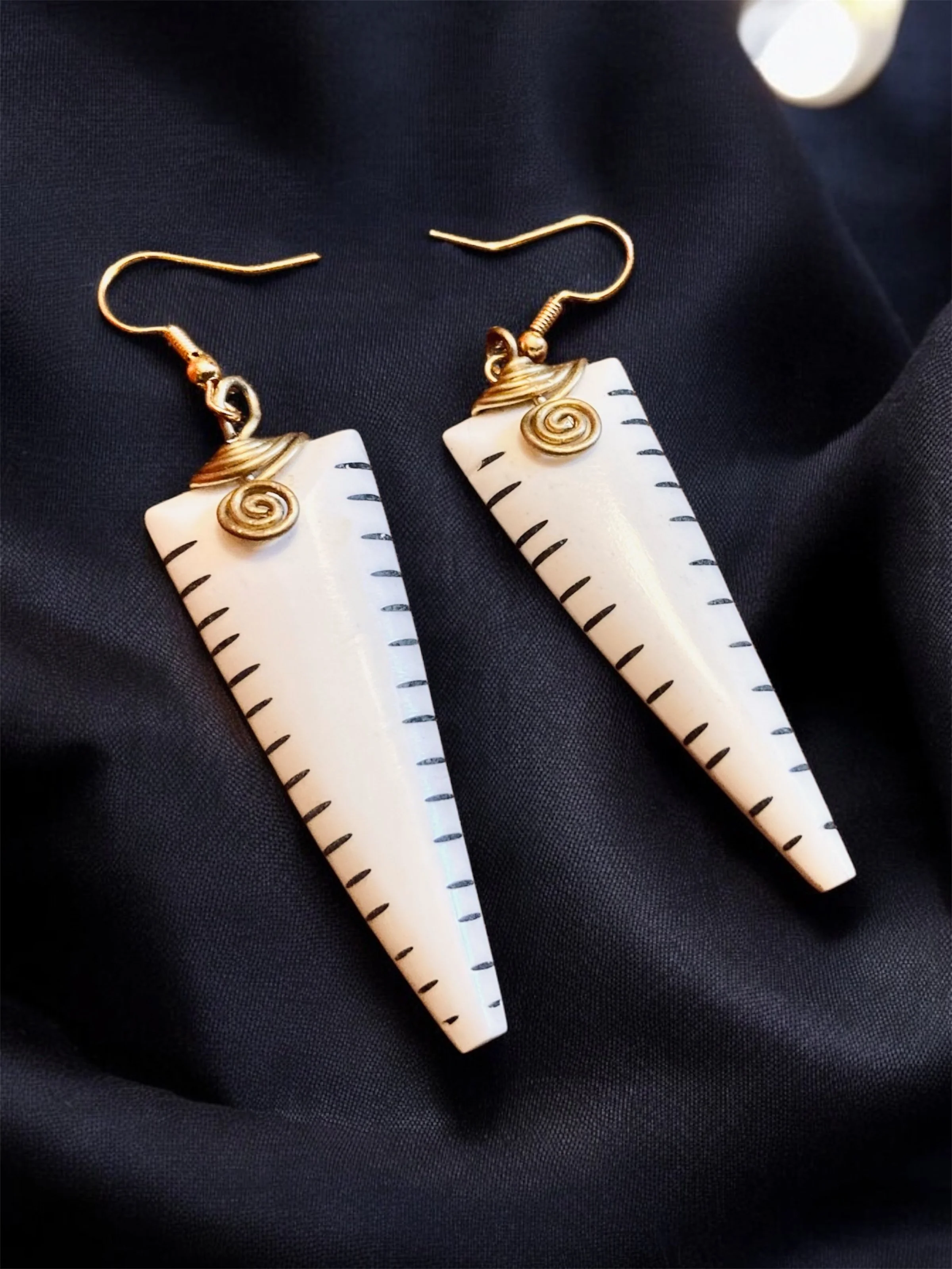 White Tribal African ethnic earrings 1.1 - Style Me African