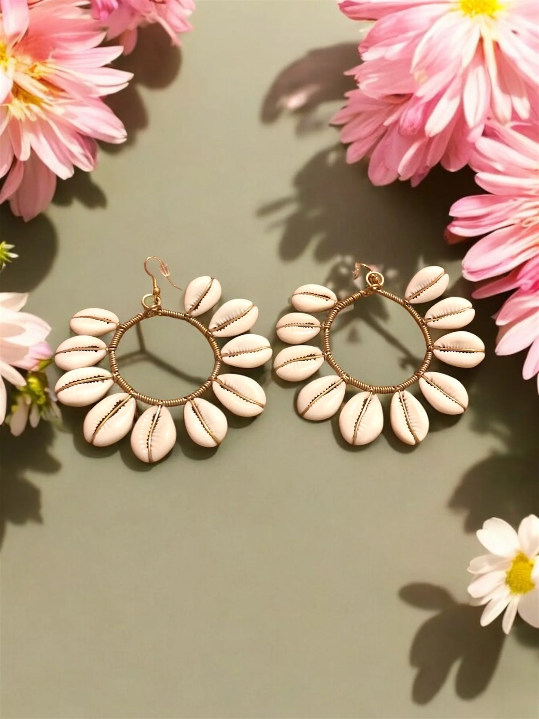 Sunflower cowrie earrings