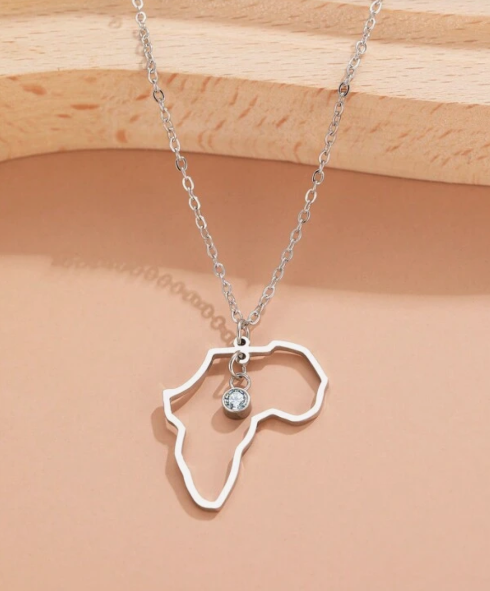 Women’s silver Africa map diamanté necklace 1.4 - Style Me African.png