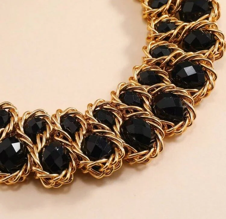 Black  bib crystal bead necklace 1.2 - style me african