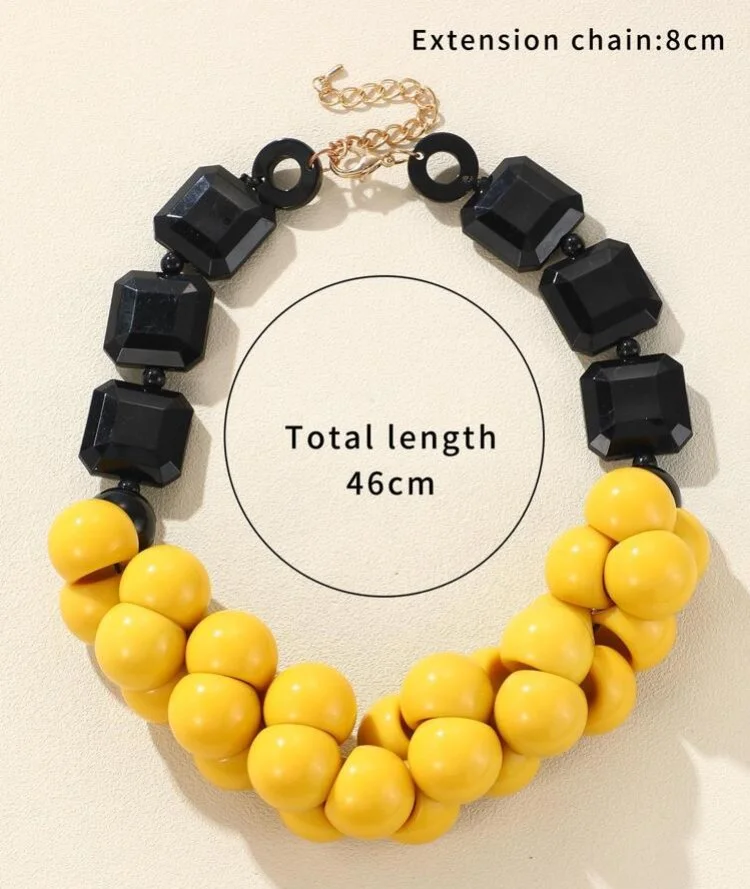Women’s Yellow bead necklace 1.5 - Style Me African