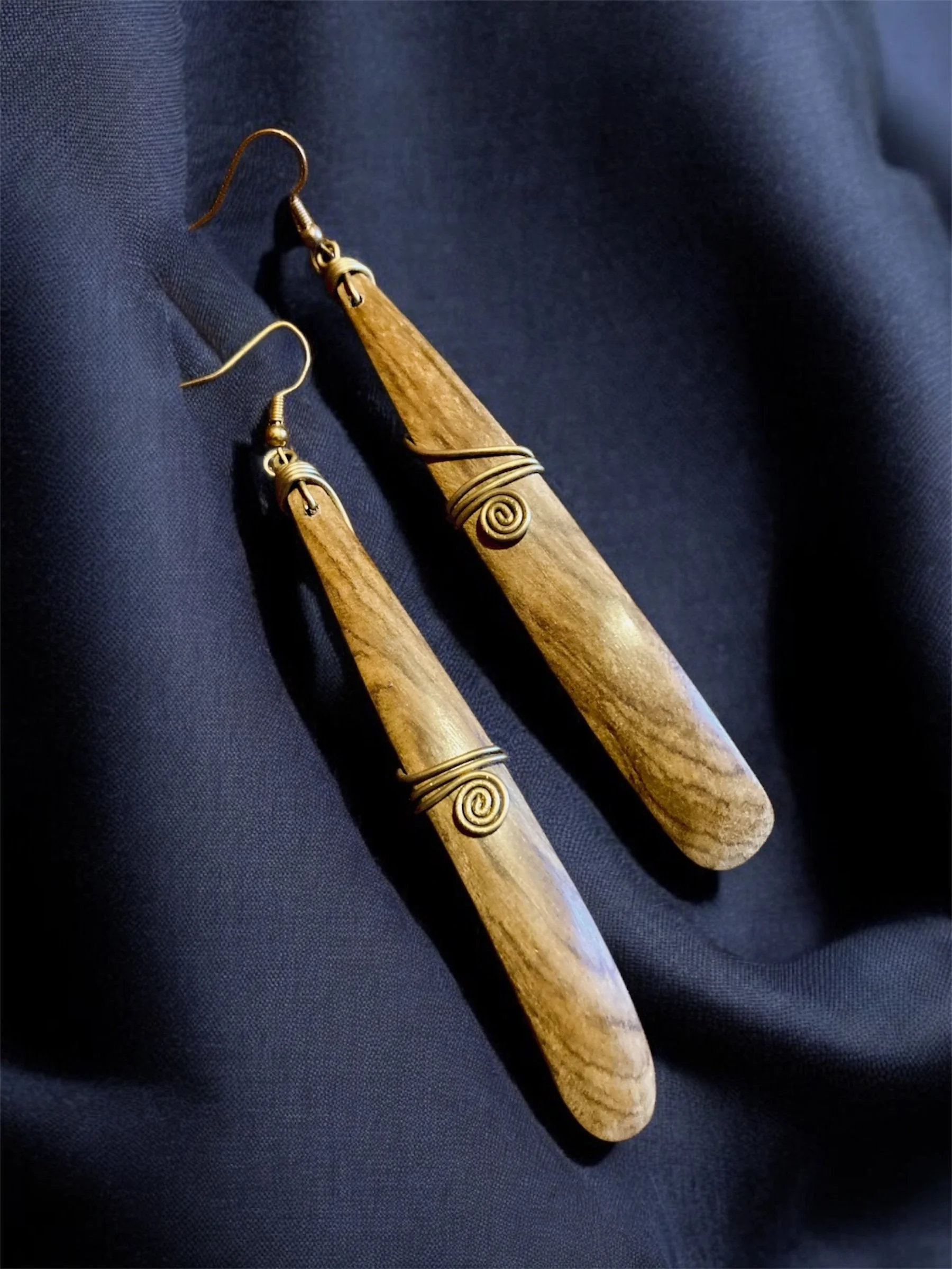 Wood and brass African ethnic earrings 1.1 - Style Me African