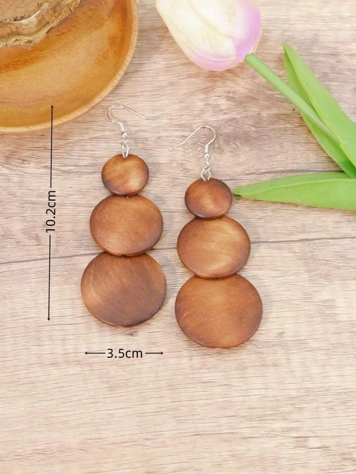 3 layer wooden brown earrings 1.3 - Style Me African