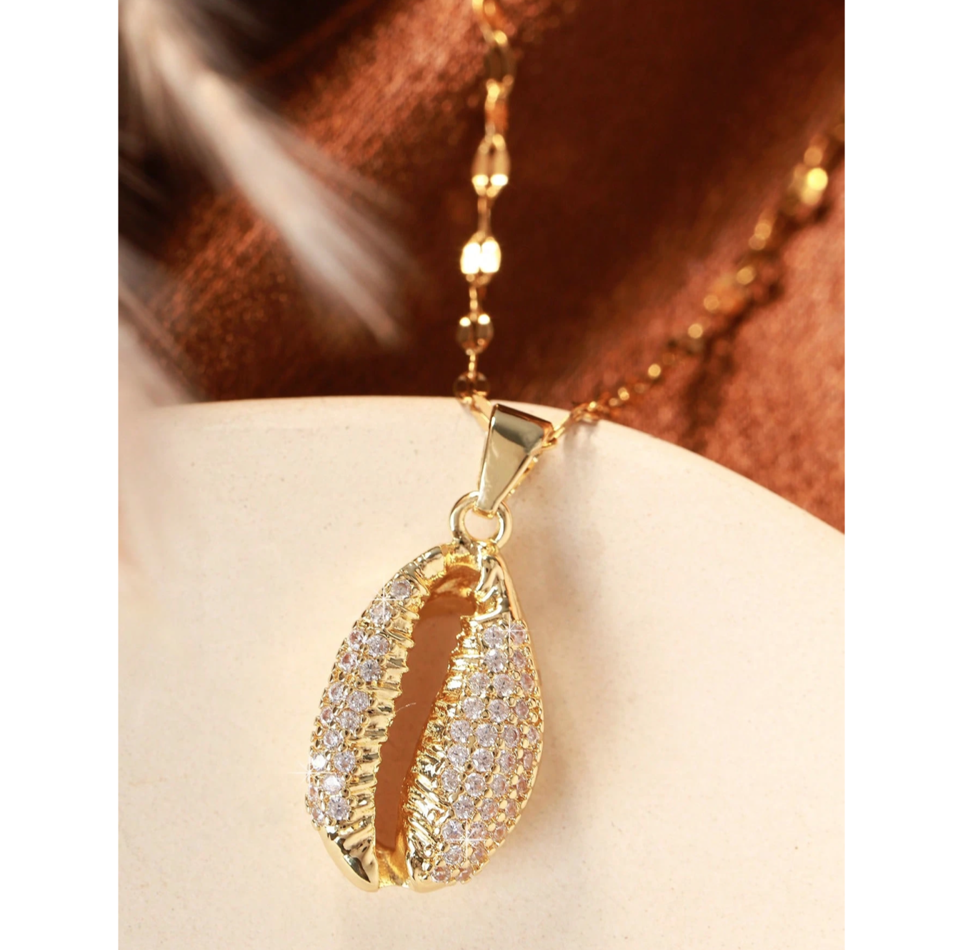 Gold cowrie shell diamonte necklace 1.1 - Style Me African.png