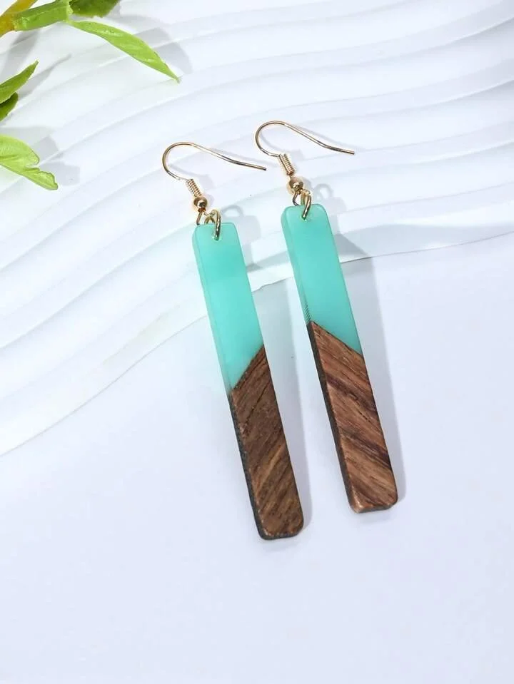 turquoise blue wooden resin earrings 1.1 - Style Me African