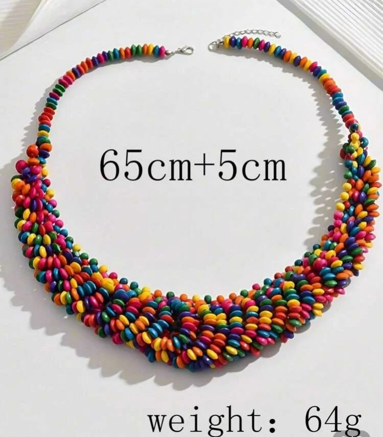 Multicoloured beaded wooden necklace 1.4 - Style Me African