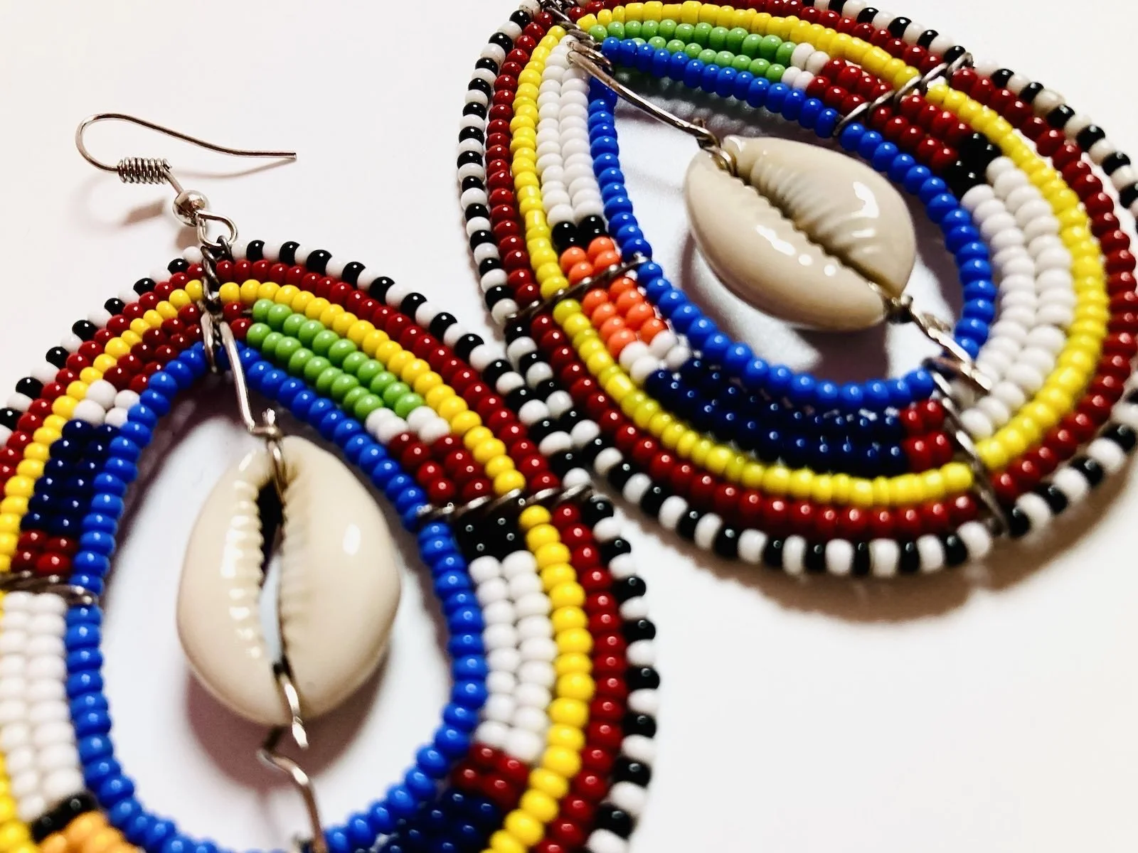 Beaded pear drop cowrie earrings 1.5 - Style Me African
