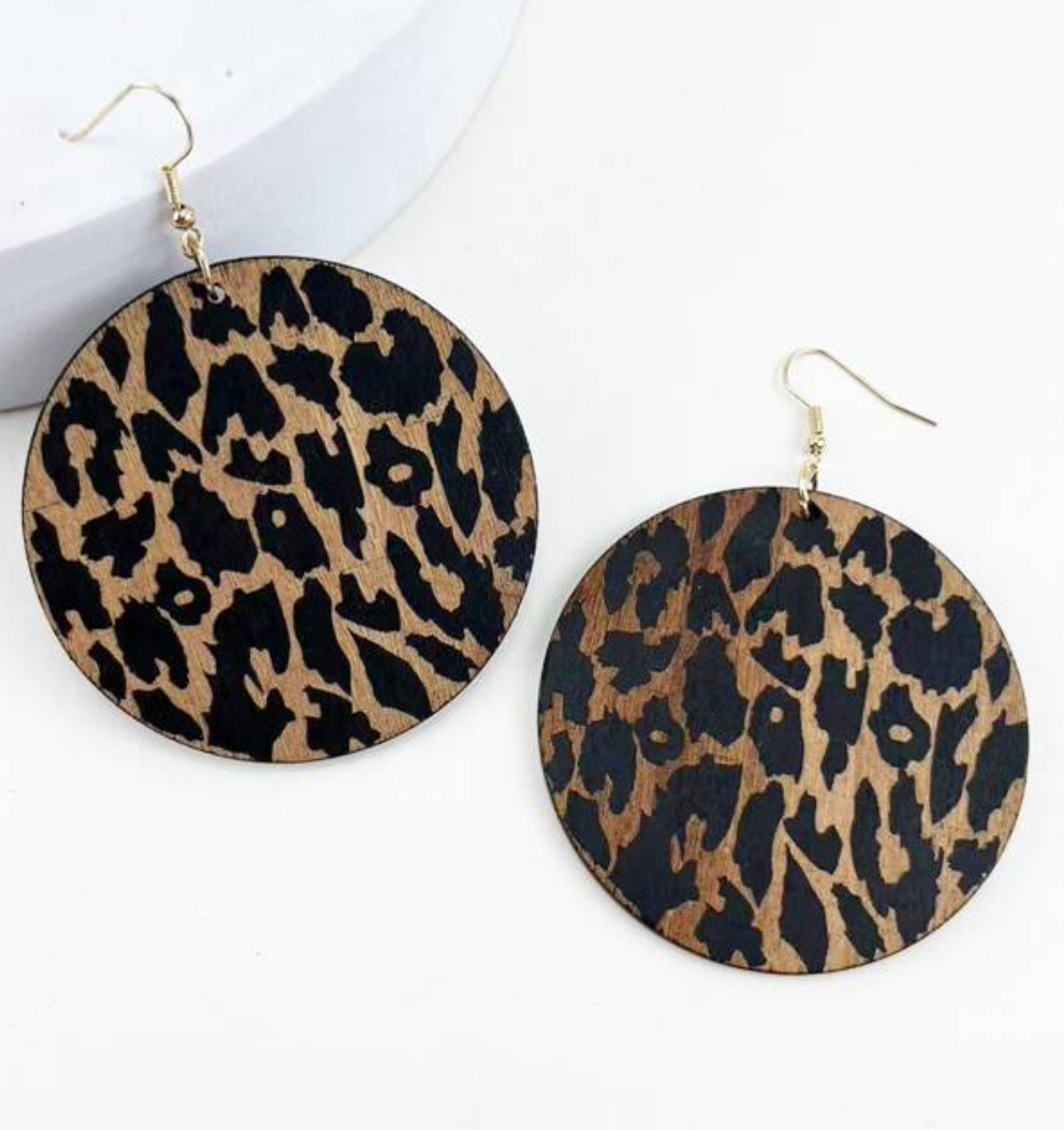 Wooden leopard print earrings 1.2 - Style Me African