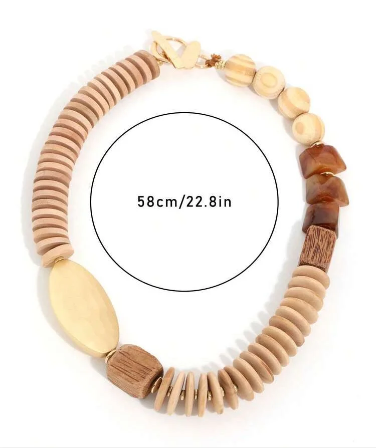 Mixed media dark wooden necklace 1.3 Style Me African