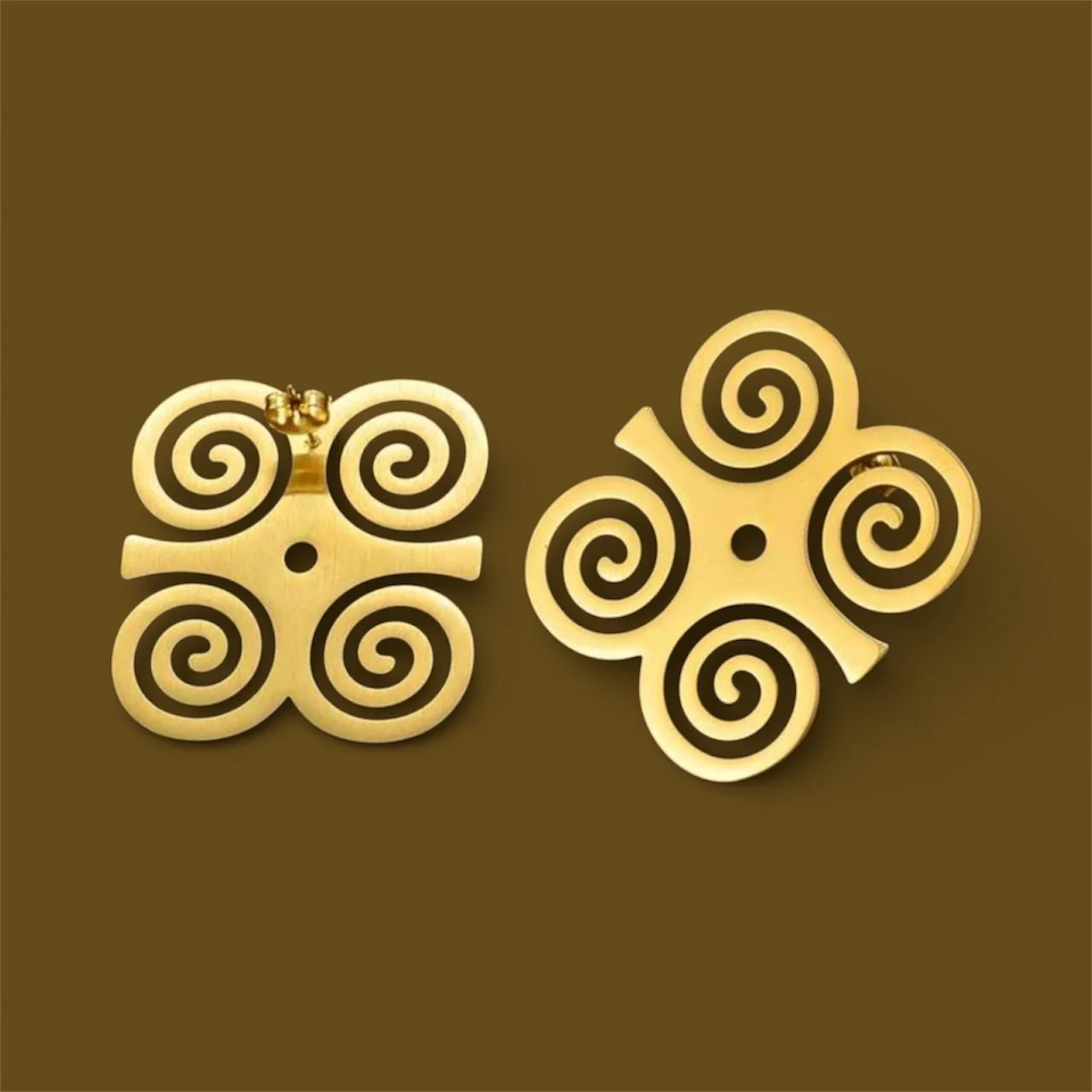 Gold Dwennimmen Adinkra Earrings 1.3 - Style Me African.jpeg