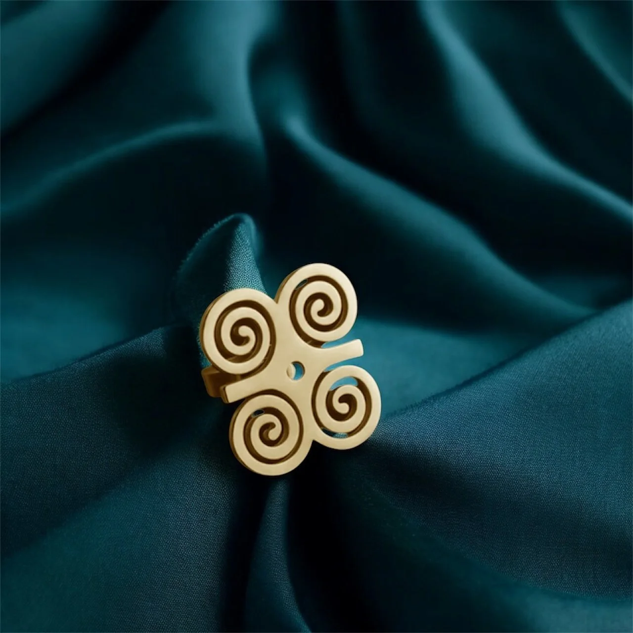 Unisex Gold Dwennimmen Adinkra ring 1.2- Style Me Africanjpeg