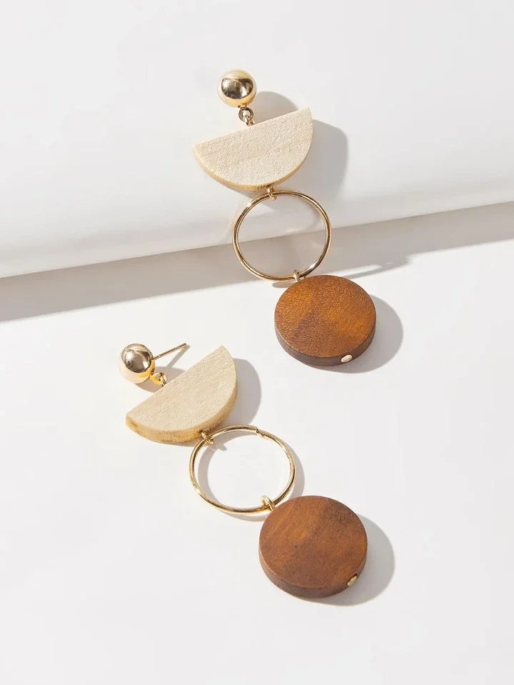 Wooden white drop earrings 1.1 - Style Me African