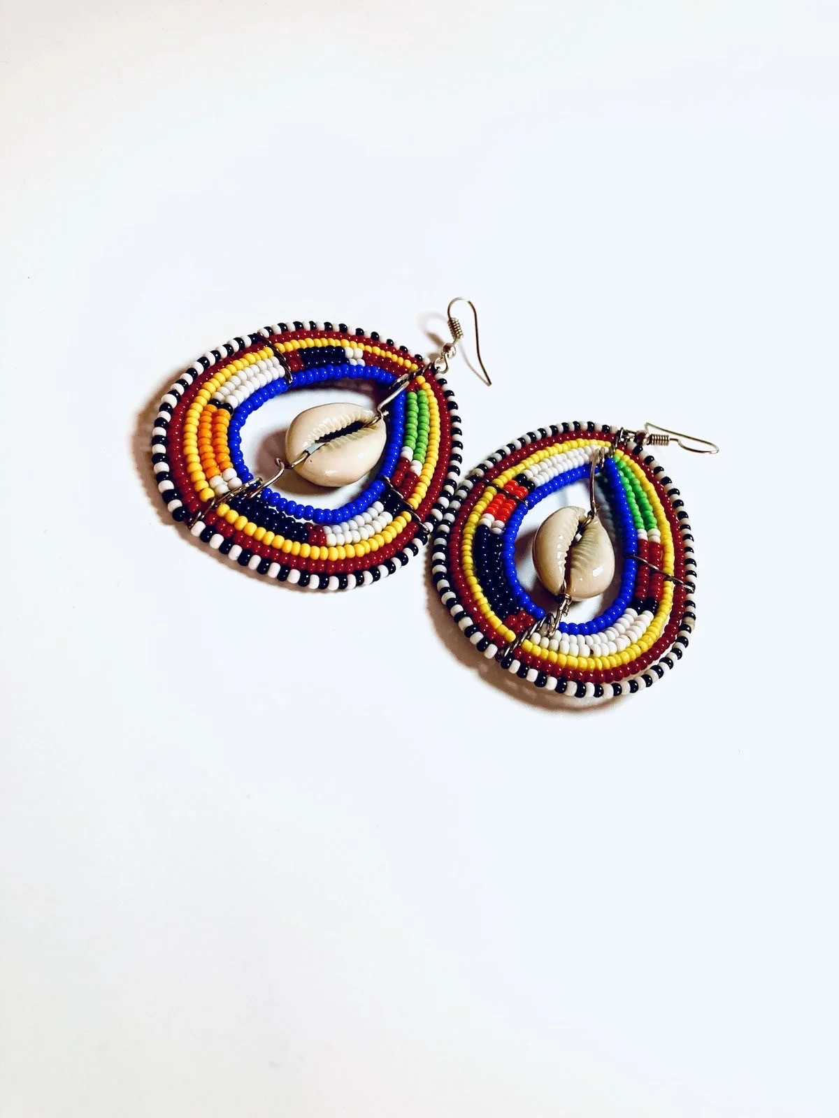 Beaded pear drop cowrie earrings 1.1 - Style Me African