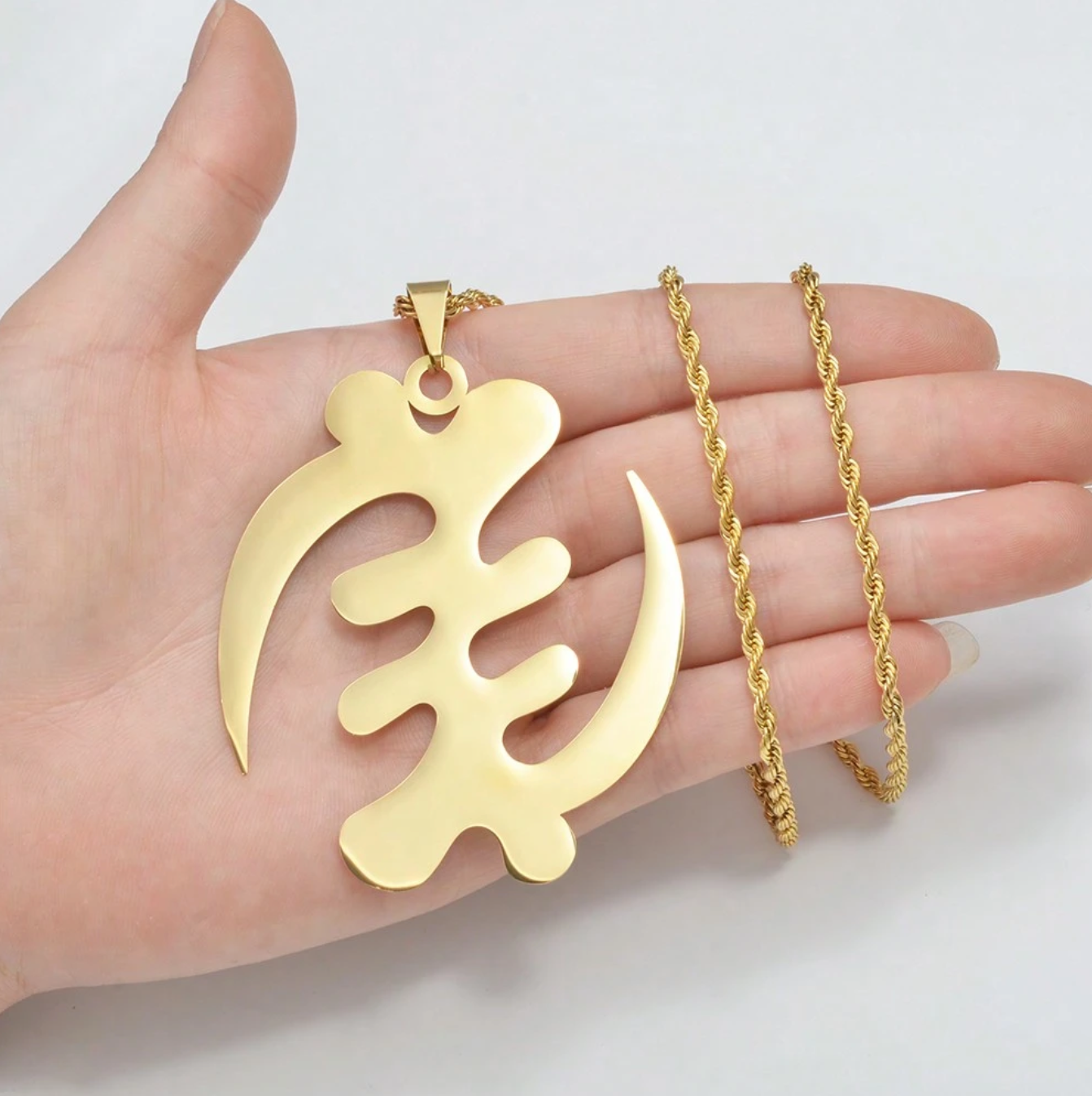 Men’s Oversize Gye Nyame gold Adinkra Chain 1.1 - Style Me African.png