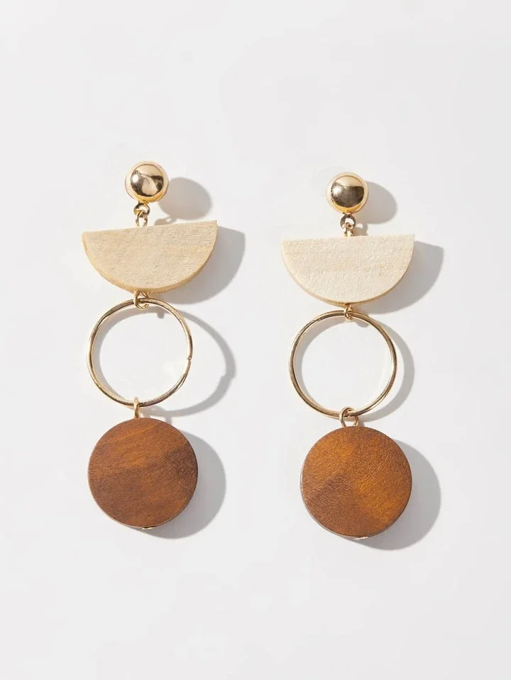 Wooden white drop earrings 1.3 - Style Me African