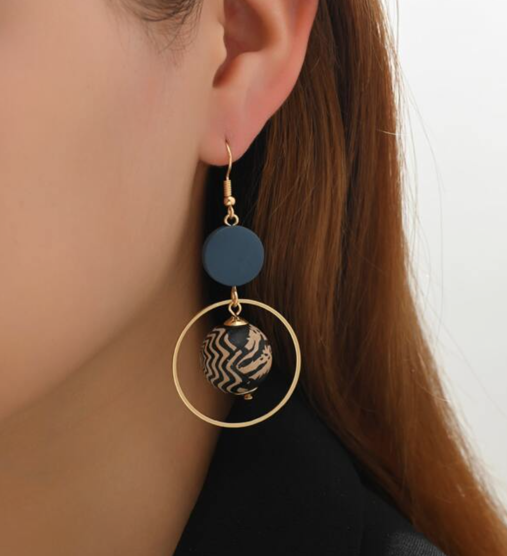 Blue wooden ethnic earrings 1.1 - Style Me African