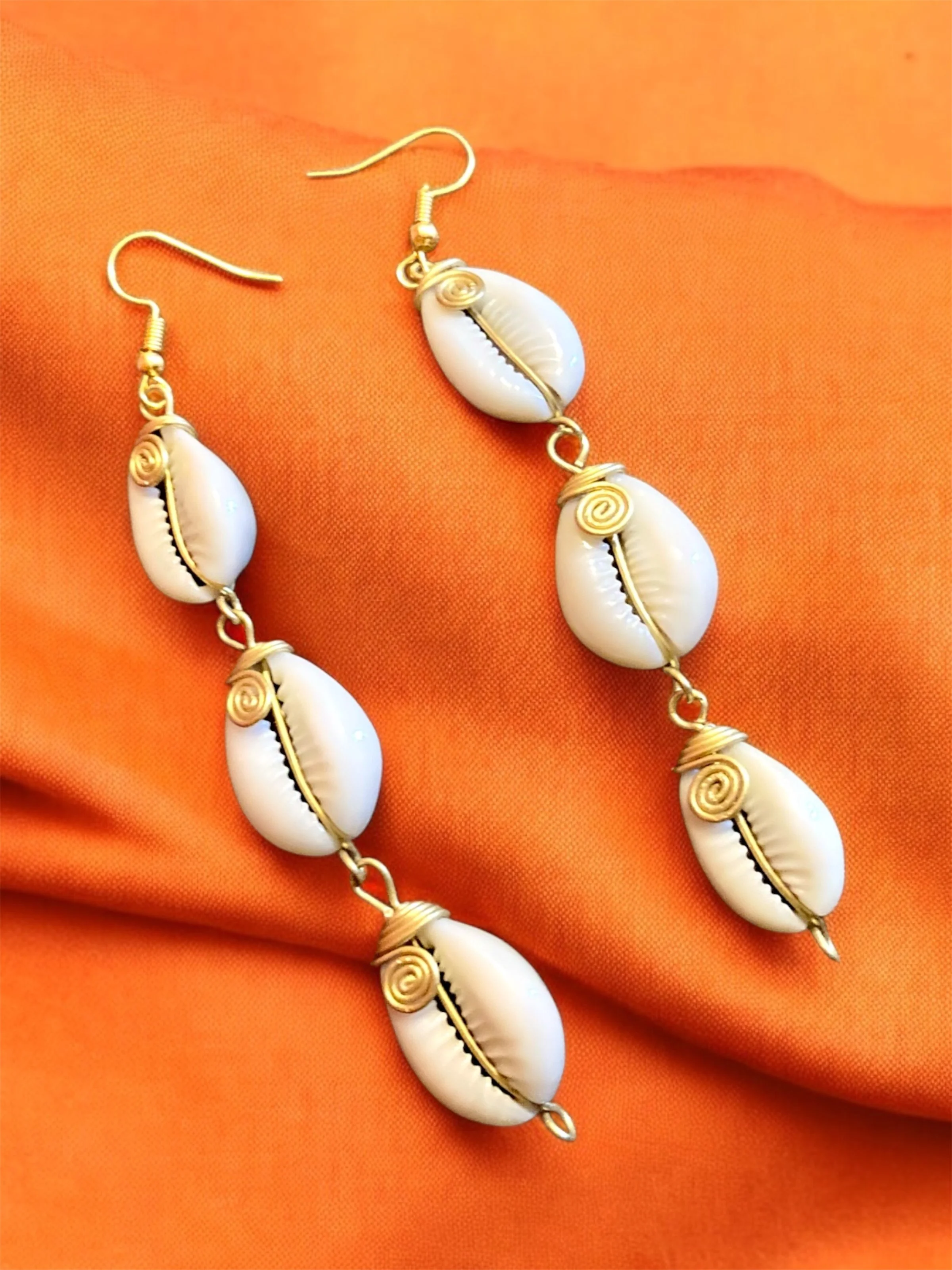3 pcs cowrie drop earrings 1.5 - Style Me African