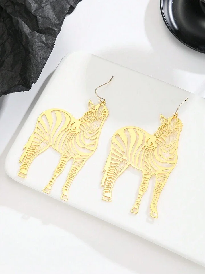 Gold Safari Zebra earrings 1.2 - Style Me African.webp