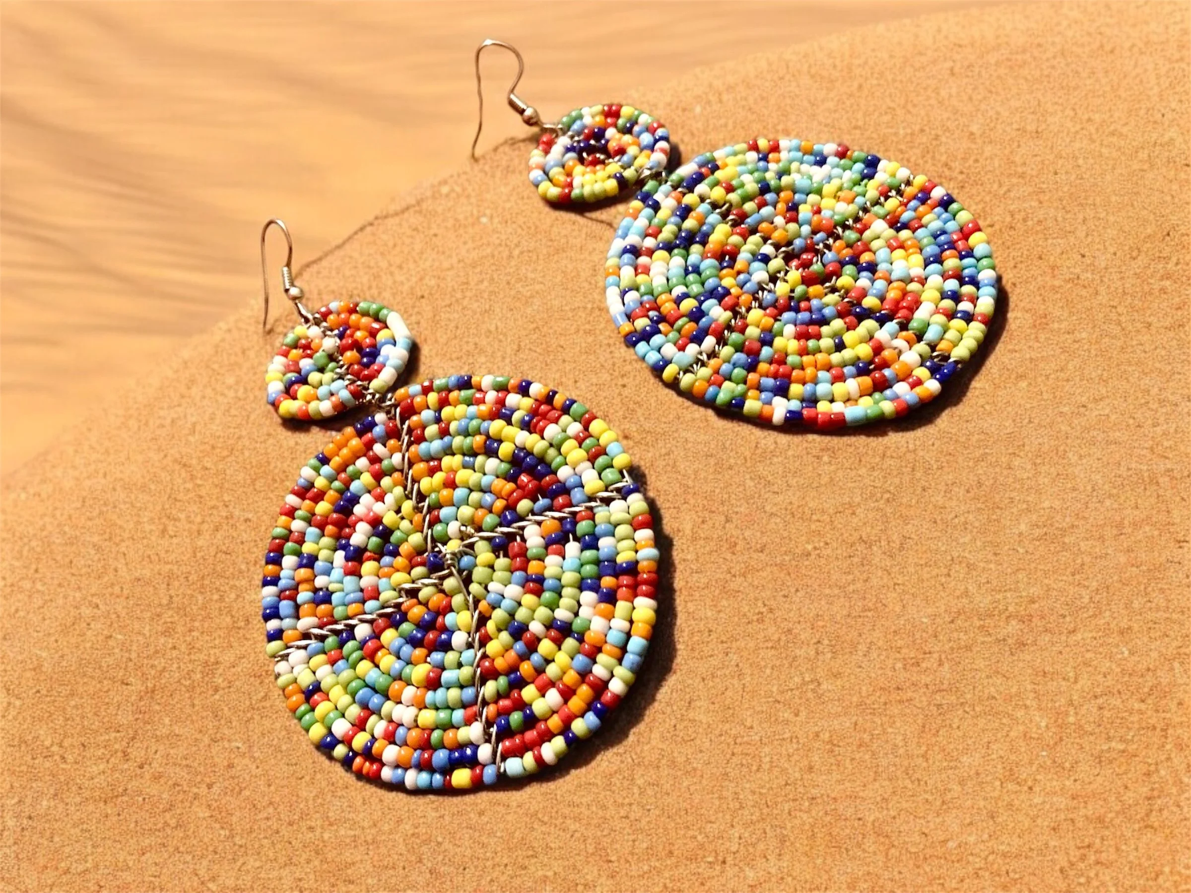 Multicoloured bead disc earrings 1.6 - Style Me African