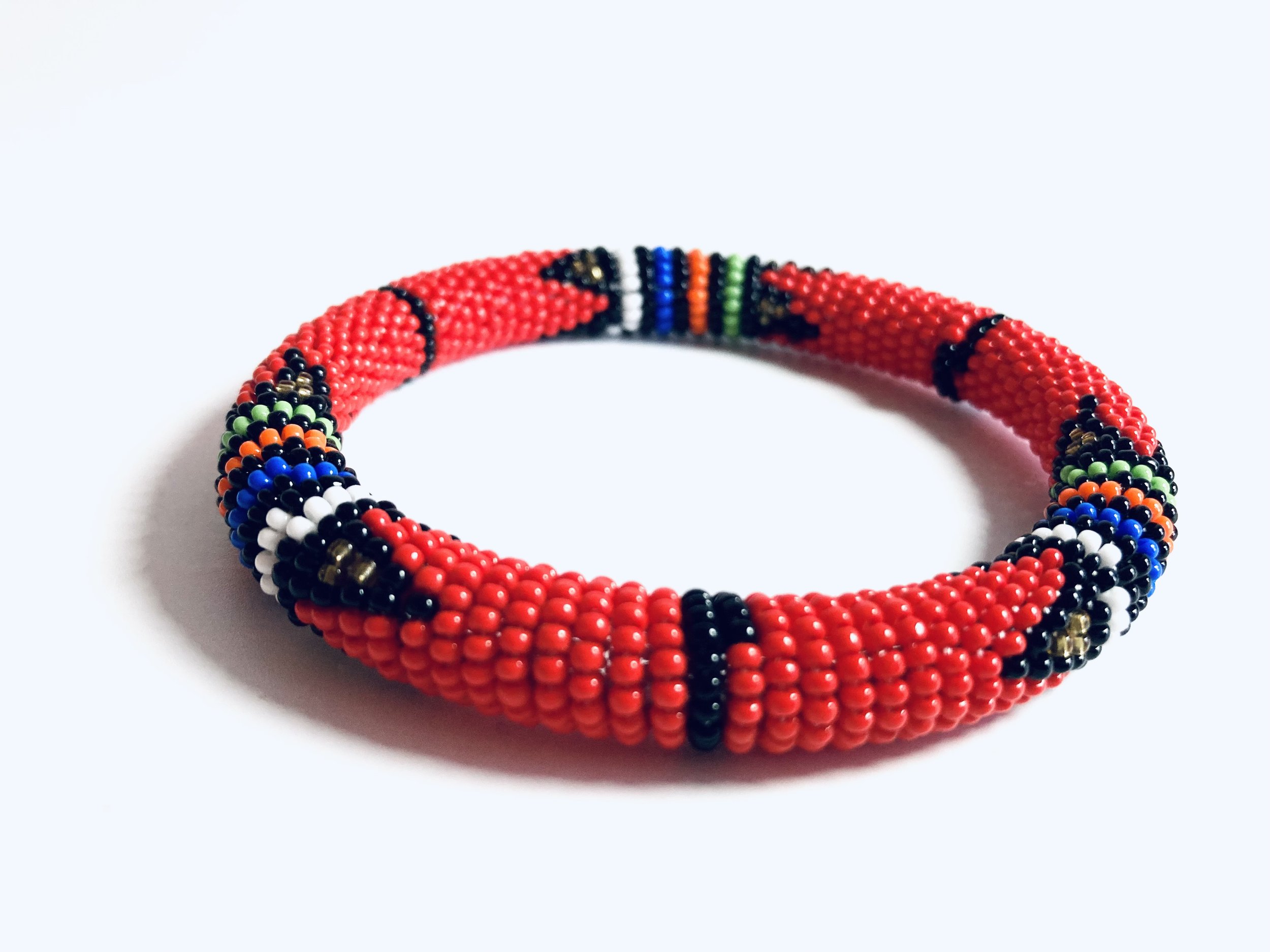 Red maasai beaded bangle 1.6 Style Me African