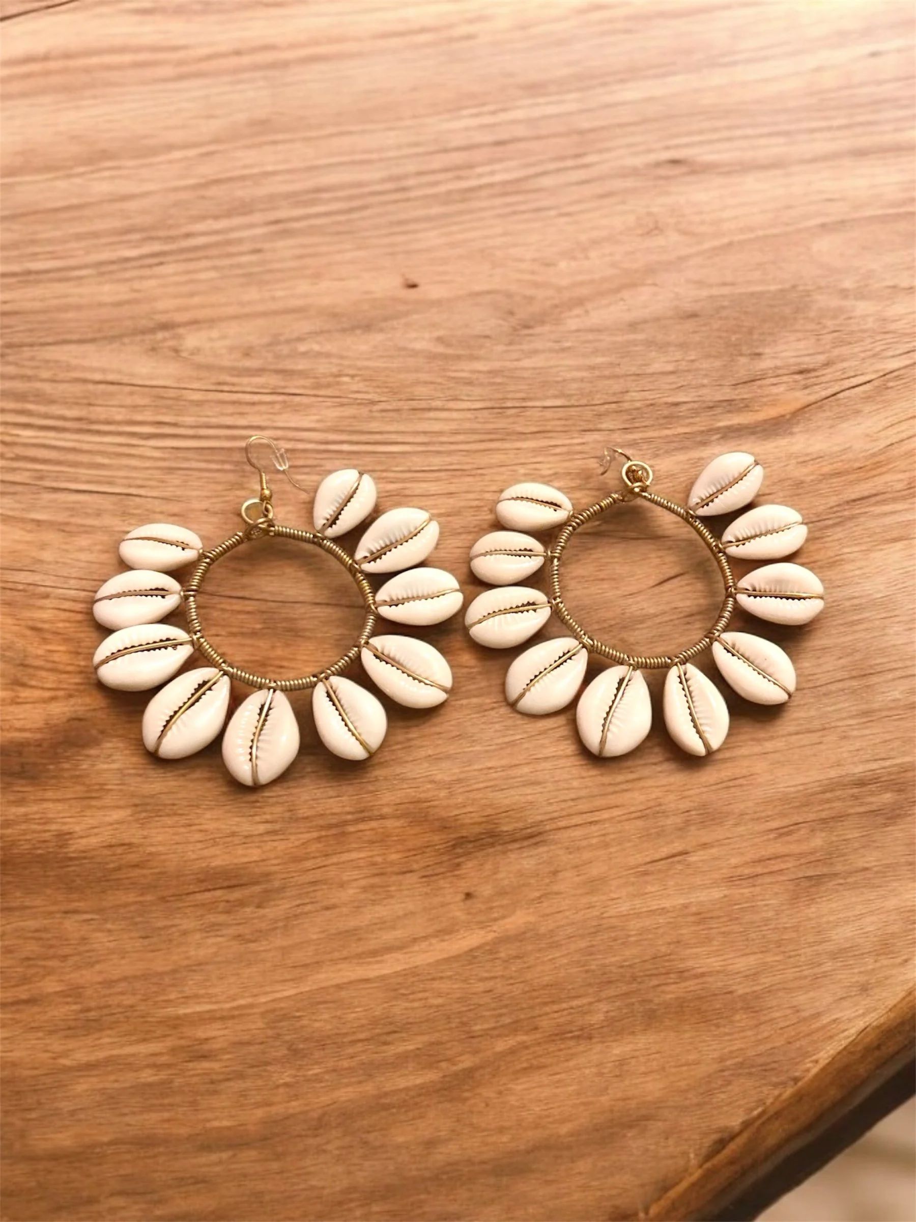 Sunflower cowrie earrings 1.3 - Style Me African