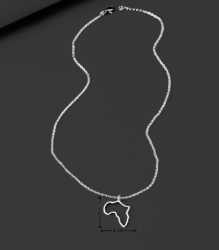 Silver Africa Map Stencil Necklace 1.3 - Style Me African.jpg