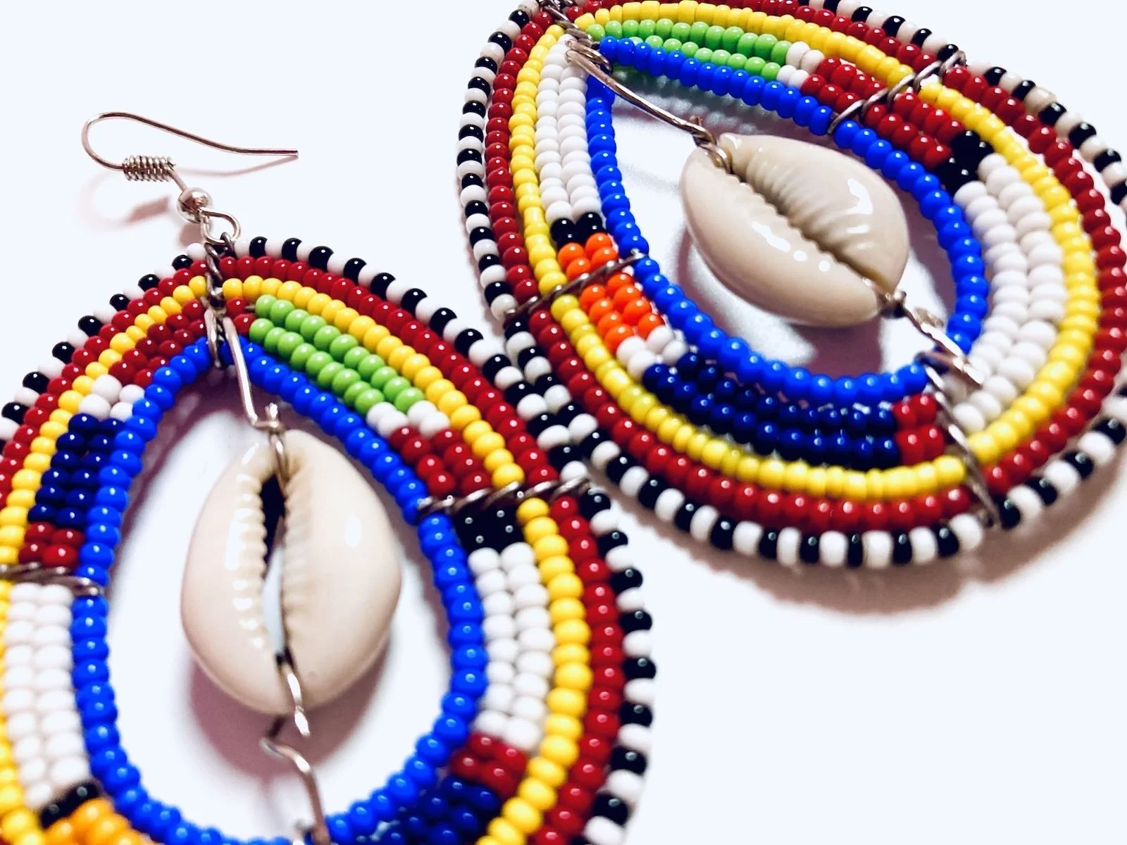 Beaded pear drop cowrie earrings 1.2 - Style Me African