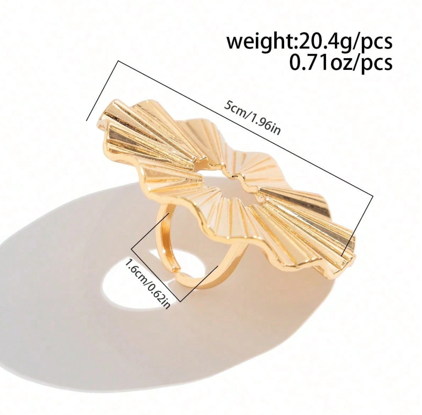 Oversize Gold pleated circular ring 1.3 -Style Me African.png