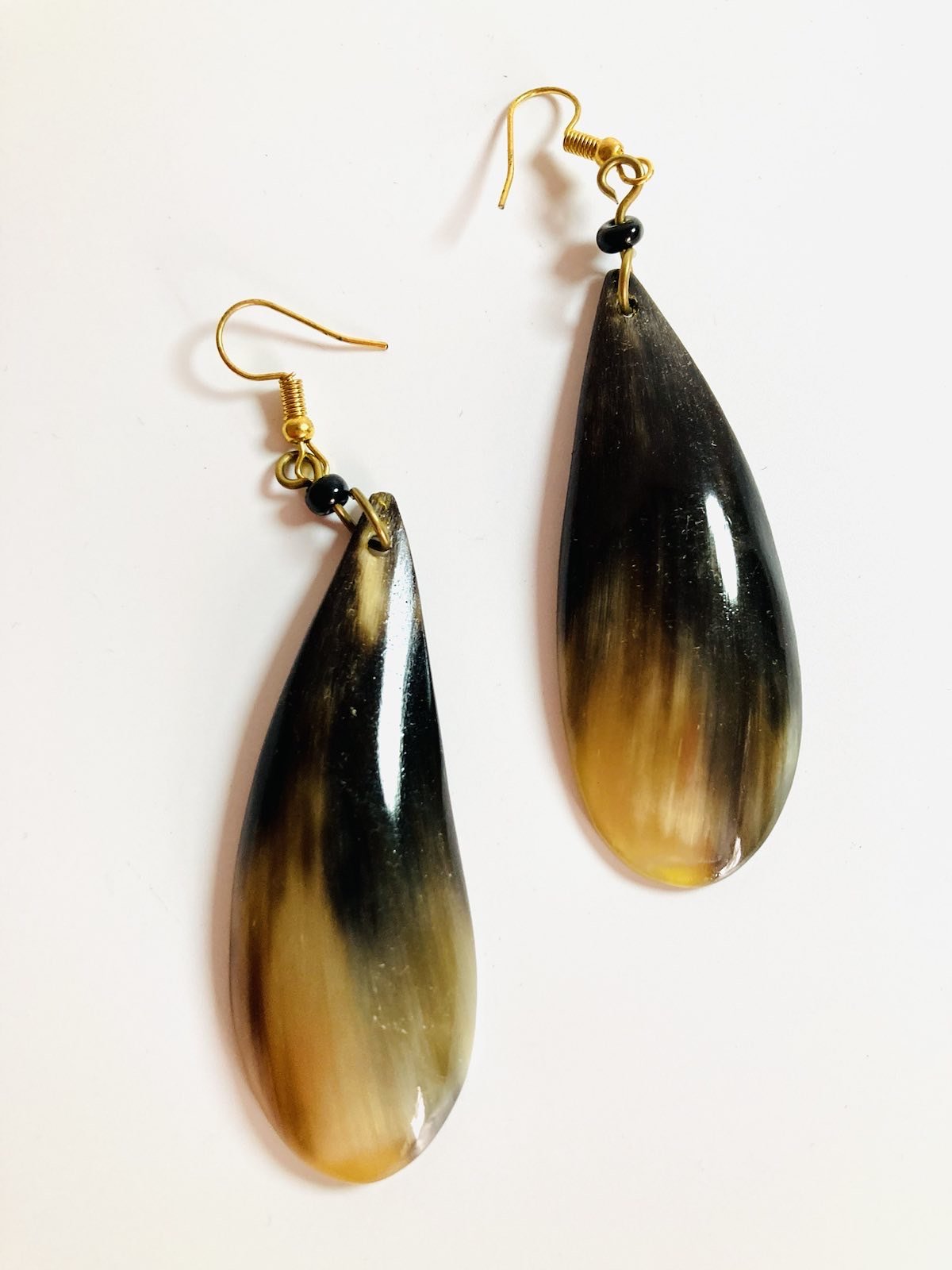 Black and brown pear drop African ethnic earrings 1.5  Style Me African
